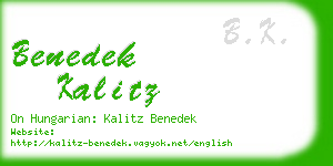 benedek kalitz business card